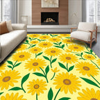 Cheerful Yellow Daisy Floral Pattern Rug