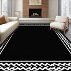 Classic Interlocking White Decorative Border Rug