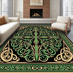 Knotwork Green Vine Scroll Border Rug
