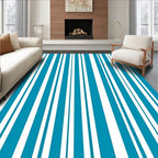 Clean Blue White Vertical Stripes Rug