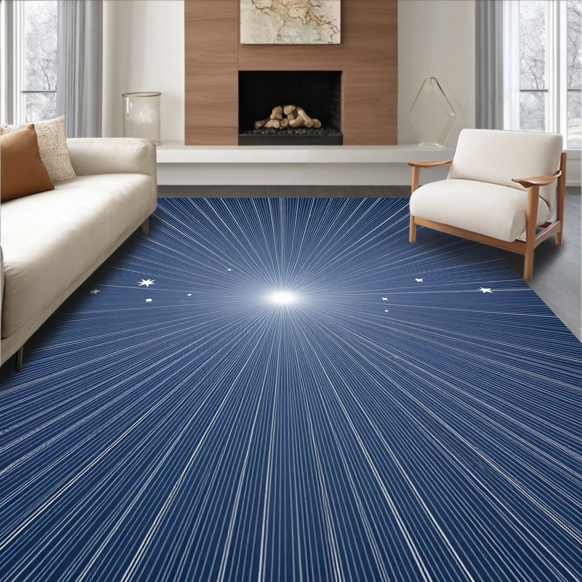 Radiant Starburst With 7 Stars Rug