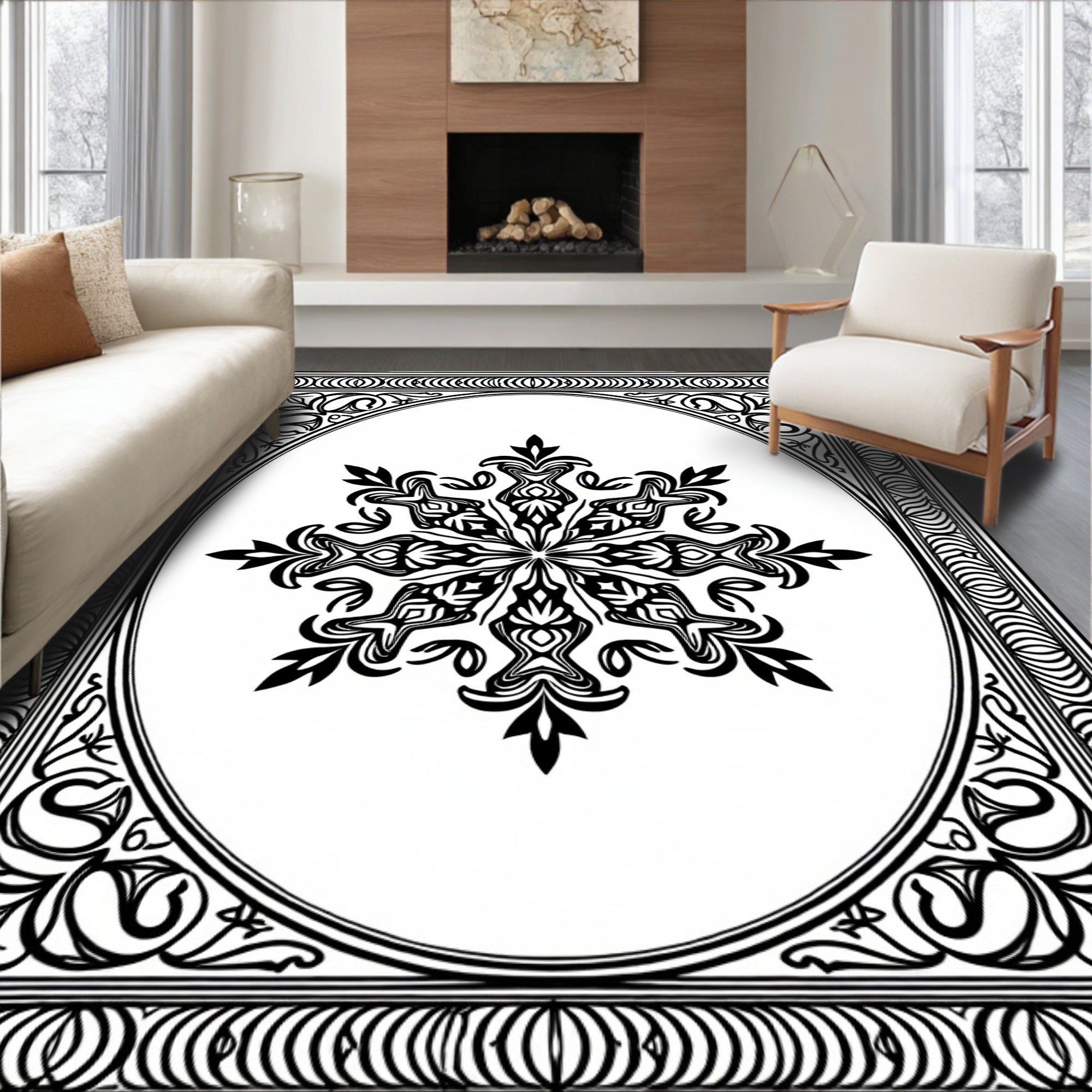 Intricate Floral Star Emblem Rug