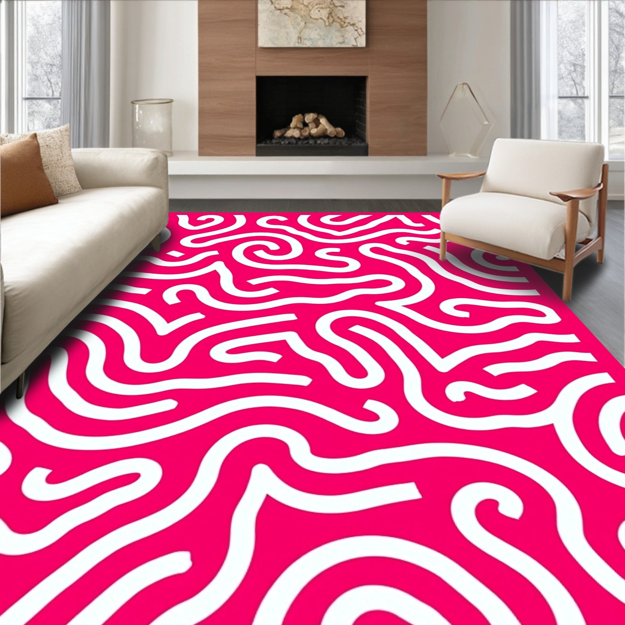Bold Abstract Swirl Pattern Rug