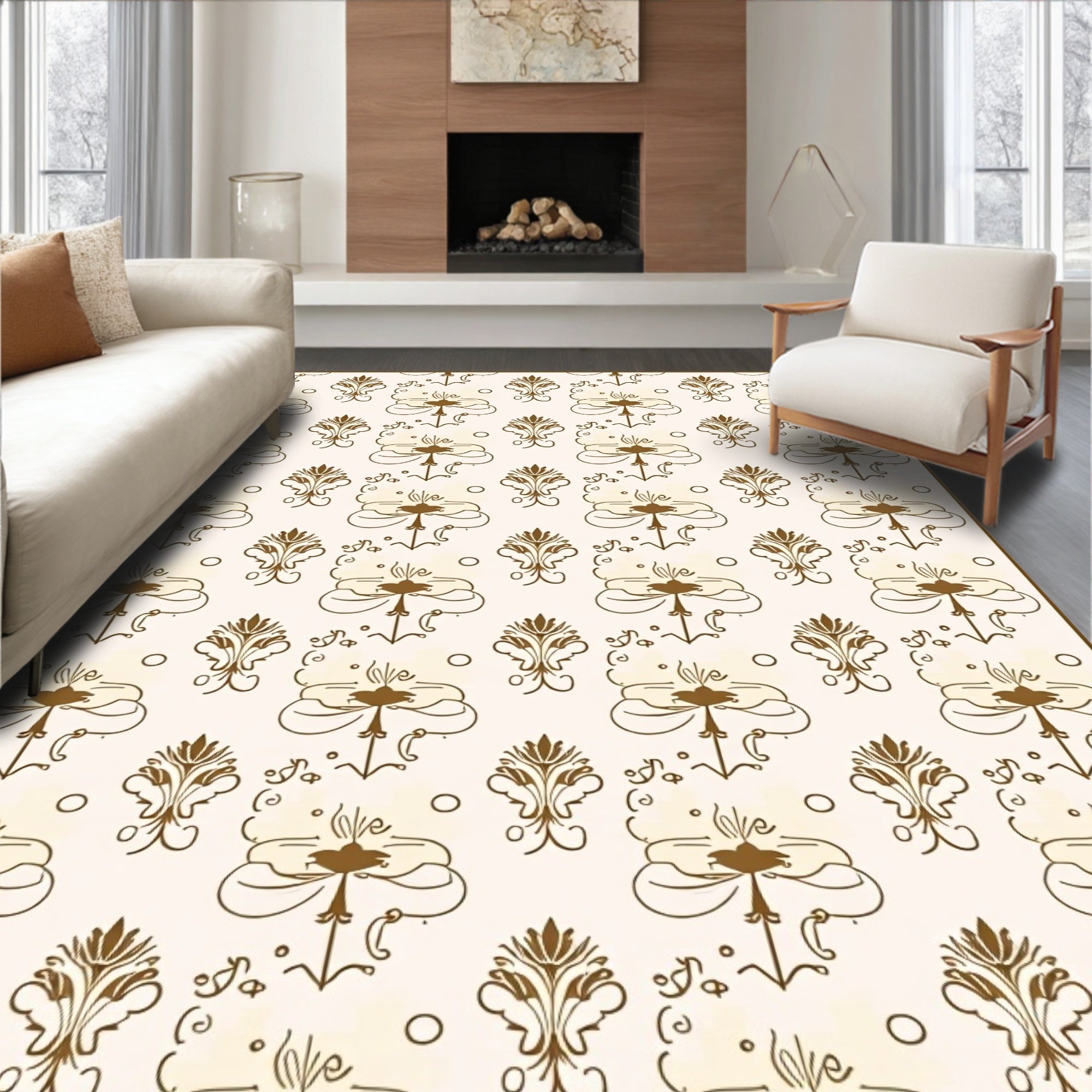 Ornate Floral And Swirl Pattern Rug