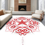 Red Starburst Mandala Pattern Rug
