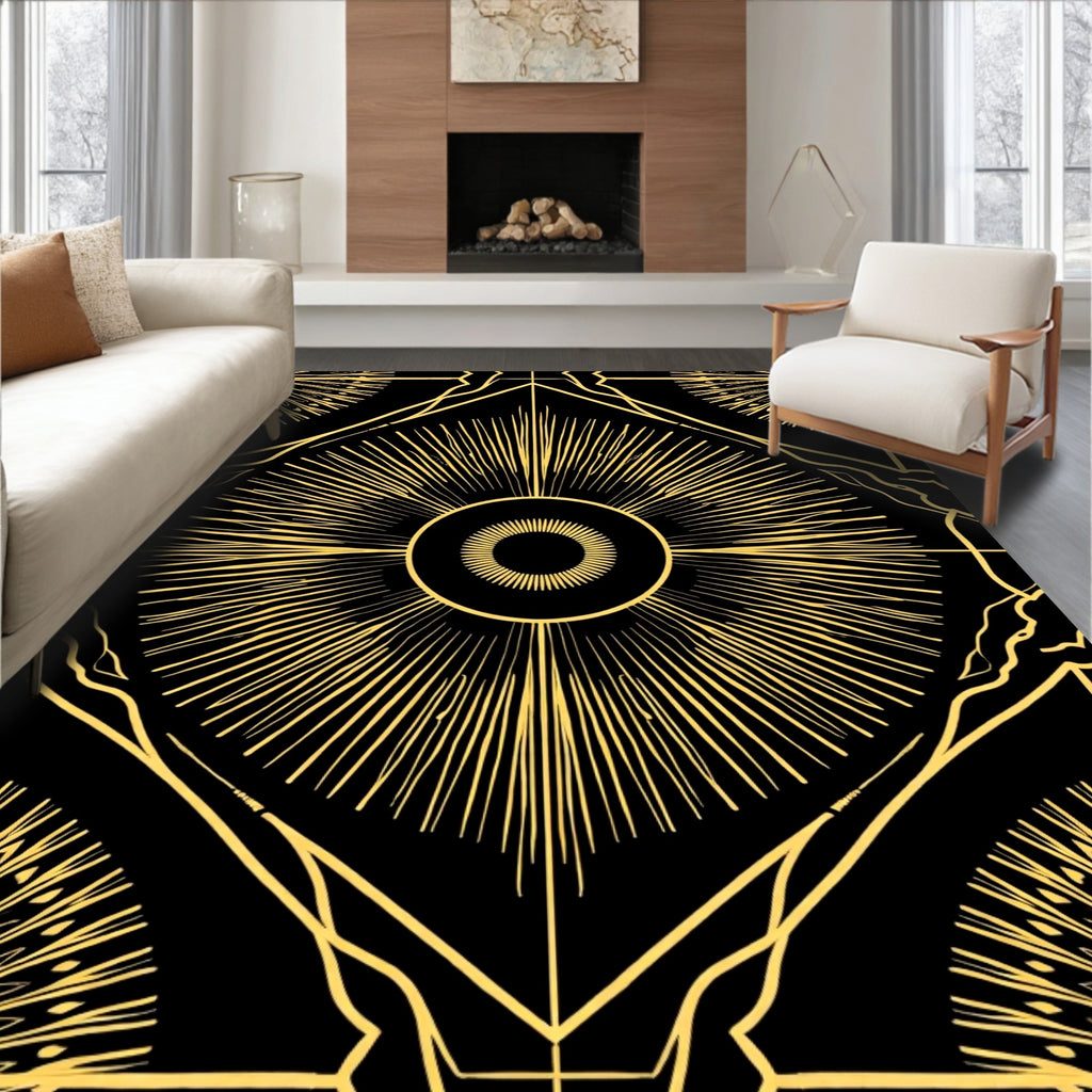 Art Deco Sunburst Geometric Pattern Rug