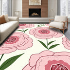 Pink Peony Floral Outline Rug
