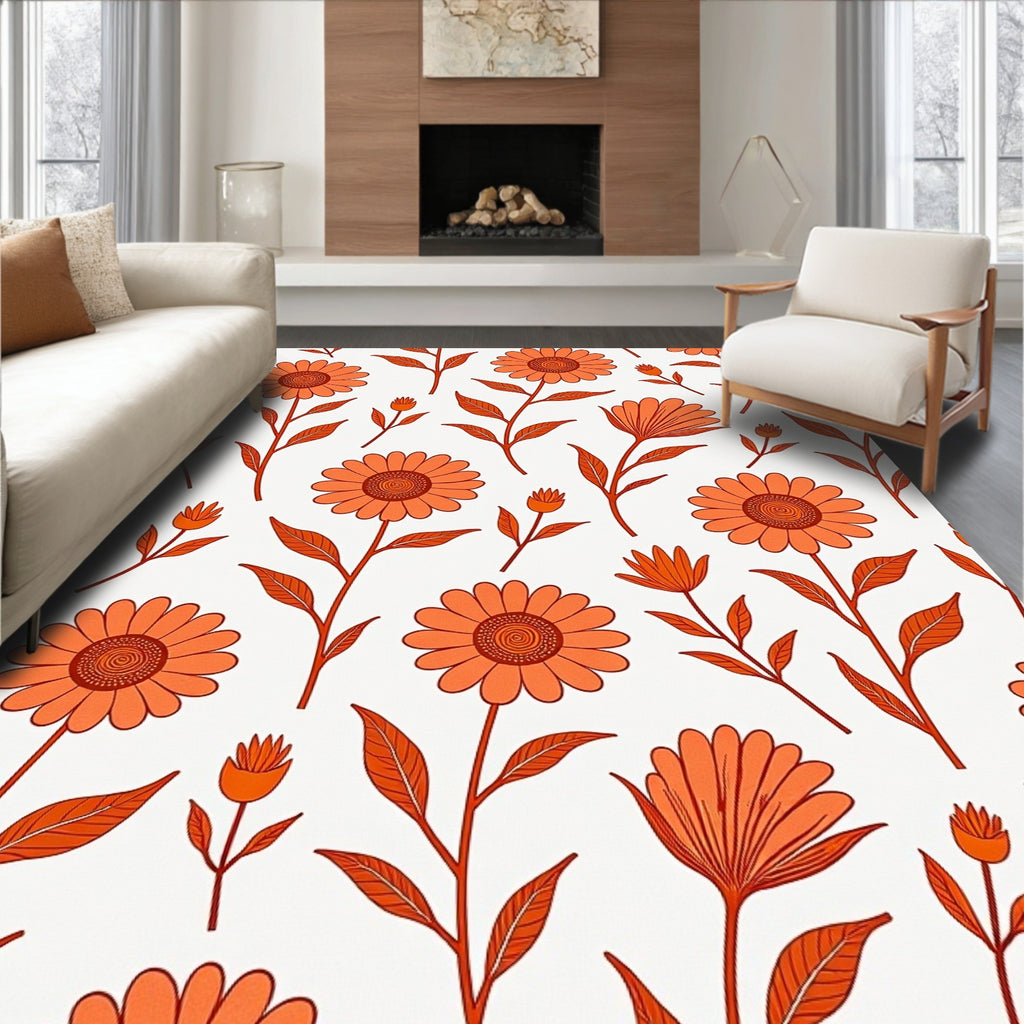 Retro Floral Pattern Rug