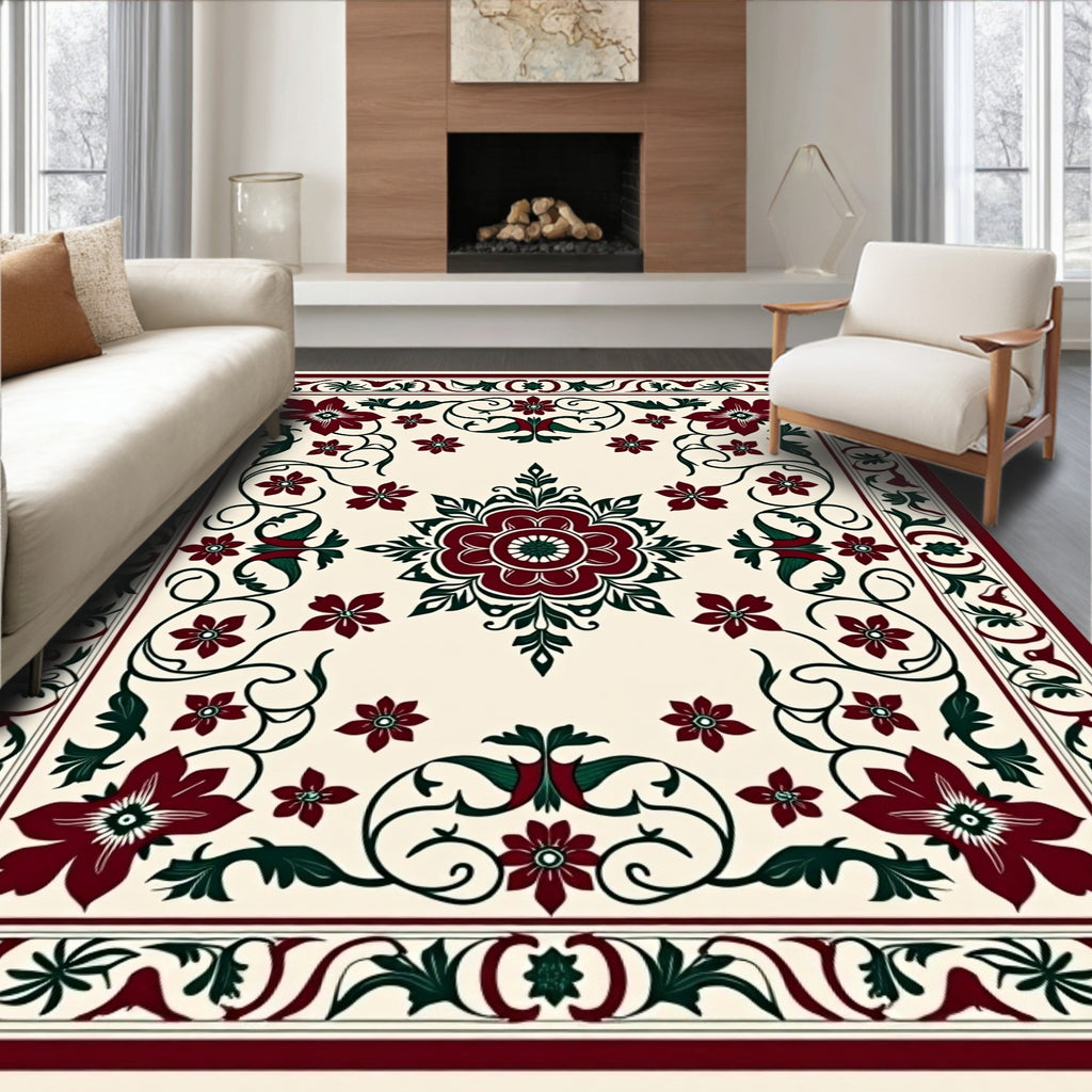 Rich Floral Garden Motif Pattern Rug