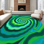 Swirling Green Blue Abstract Pattern Rug