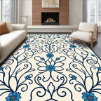 Classic Floral Vines Blue Pattern Rug