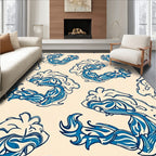 Blue Flowing Animal Abstract Design Rug