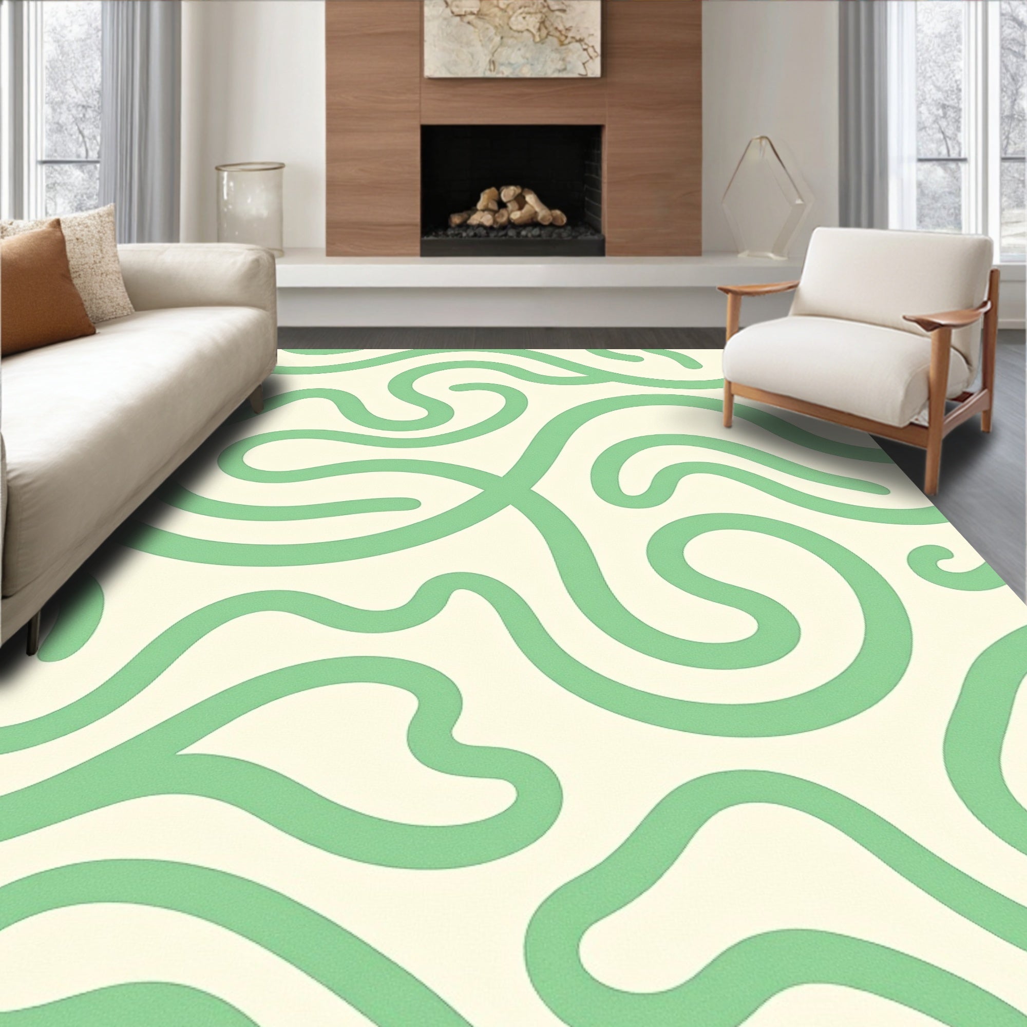 Swirling Lines Abstract Pattern Rug