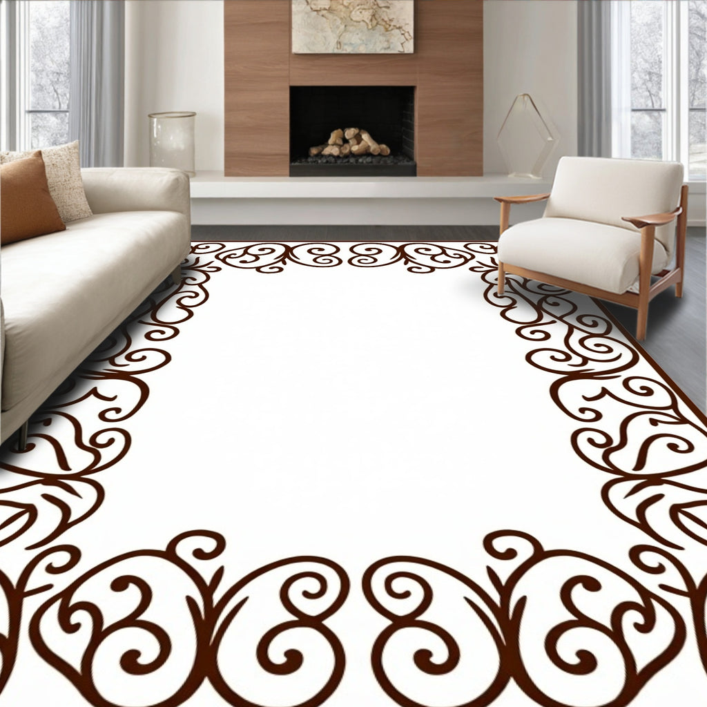 Ornate Scrollwork Frame Design Rug