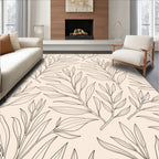 Outline Leaf Botanical Pattern Rug