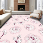Pale Pink Rose Garden Outline Rug