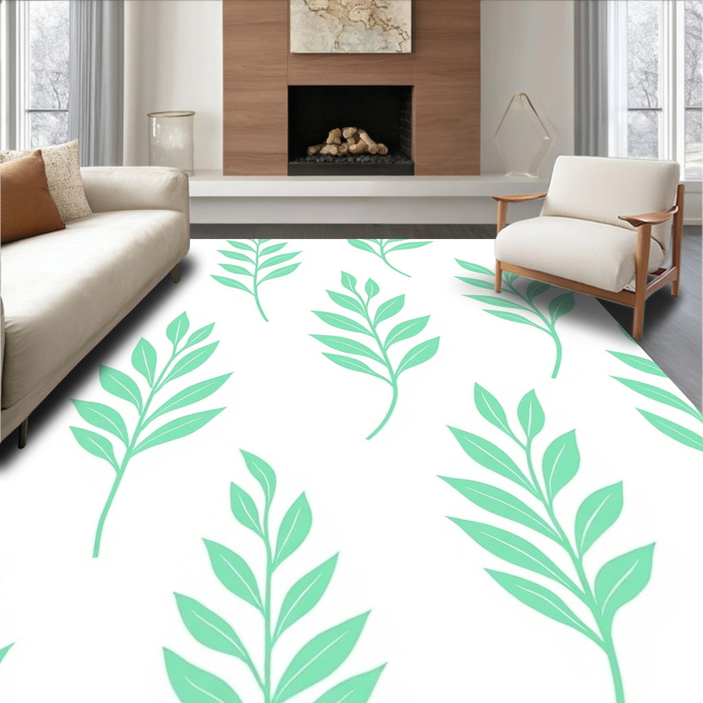 Mint Green Branch Pattern Rug