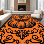 Pumpkin Vine Scrollwork Art Design Rug