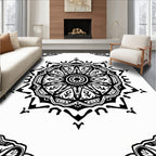 Black White Intricate Mandala Design Rug