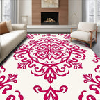 Fuchsia Floral Medallion Pattern Rug