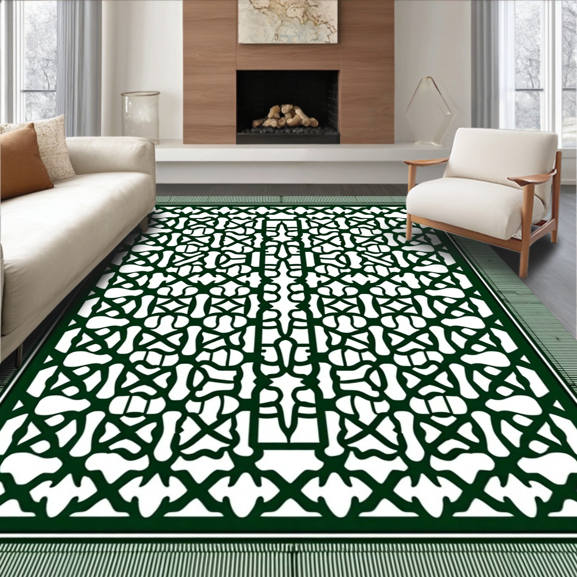 Intricate Lattice Geometric Design Rug
