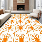 Orange Geometric Stylized Figure Pattern Rug