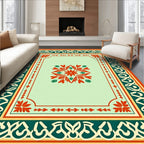 Ornate Floral Border Antique Rug