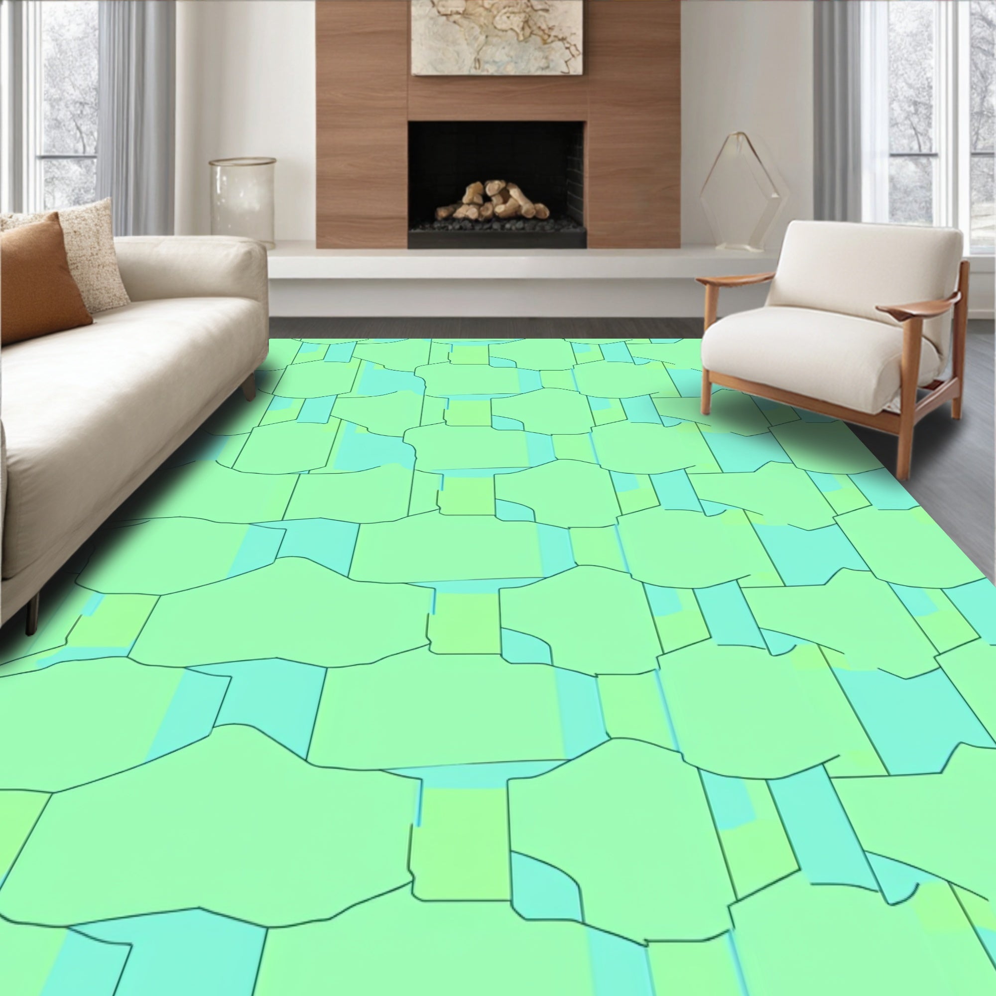 Abstract Geometric 2 Tone Soft Pattern Rug