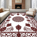 Elegant Maroon Floral Mandala Design Rug