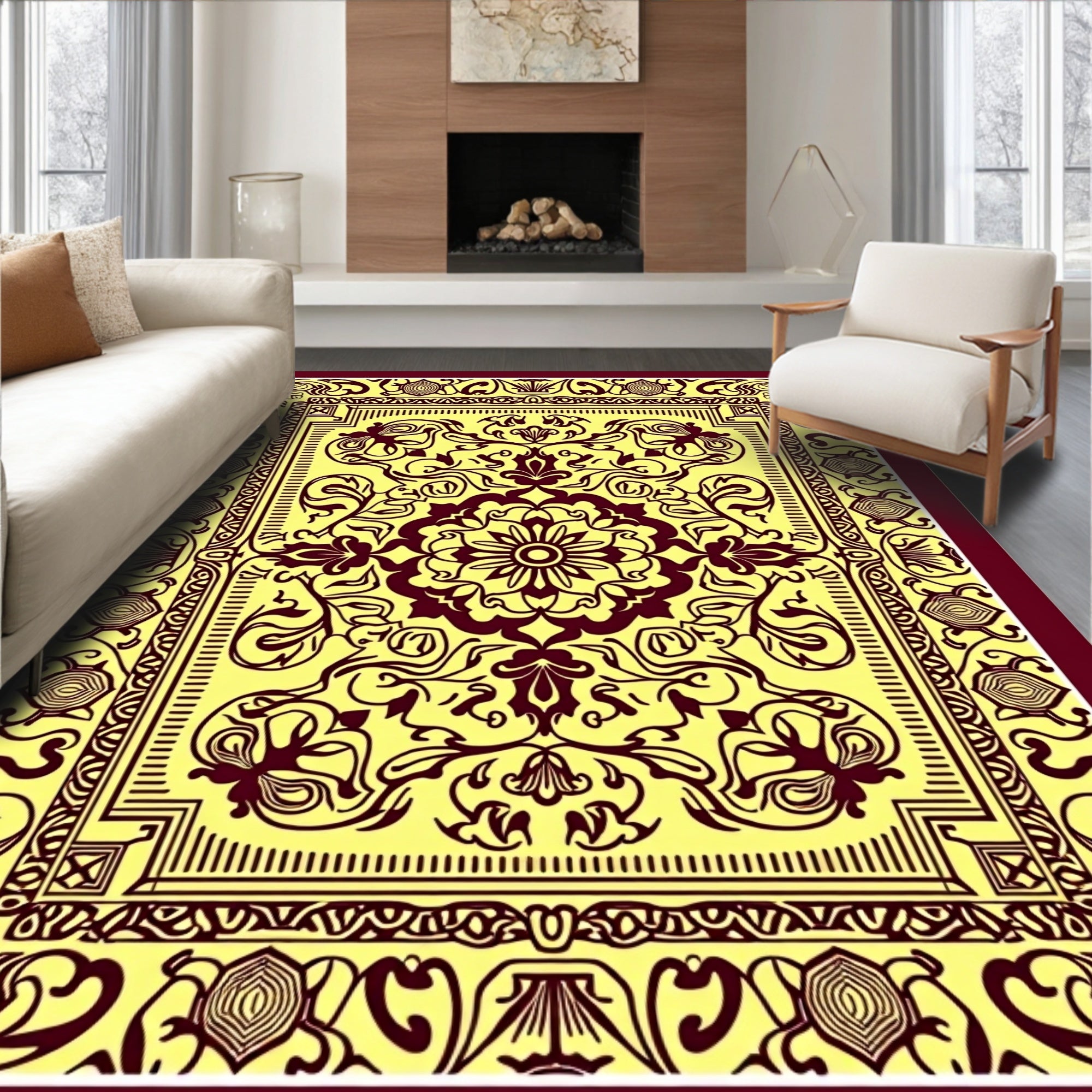 Vintage Floral Scrollwork Pattern Rug