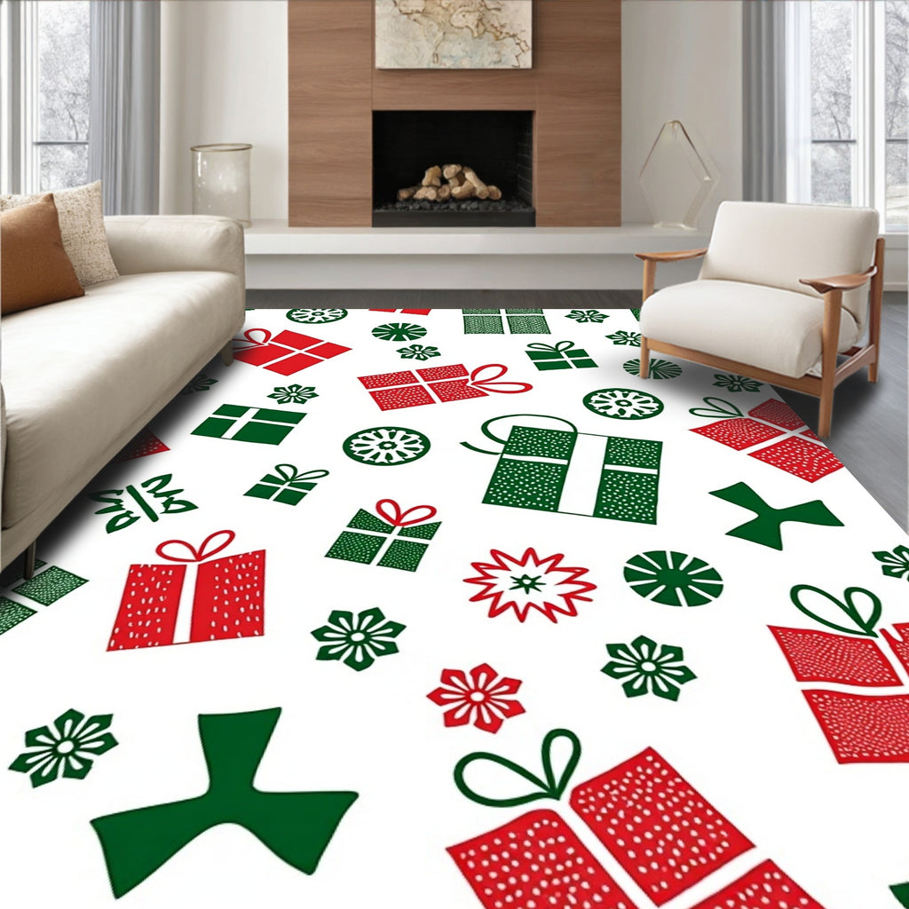 Classic Red Green Gift Boxes Rug