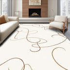 Minimalist Brown Swirl Pattern Rug