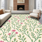 Delicate Pink Floral Vine Pattern Rug