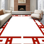 Strong Red Abstract Geometric Pattern Rug
