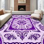 Royal Purple Floral Scroll Pattern Rug