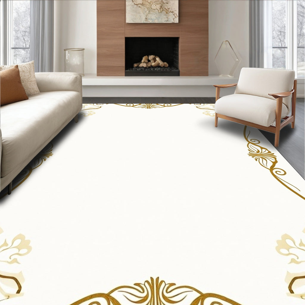 Elegant Floral Border Design Rug
