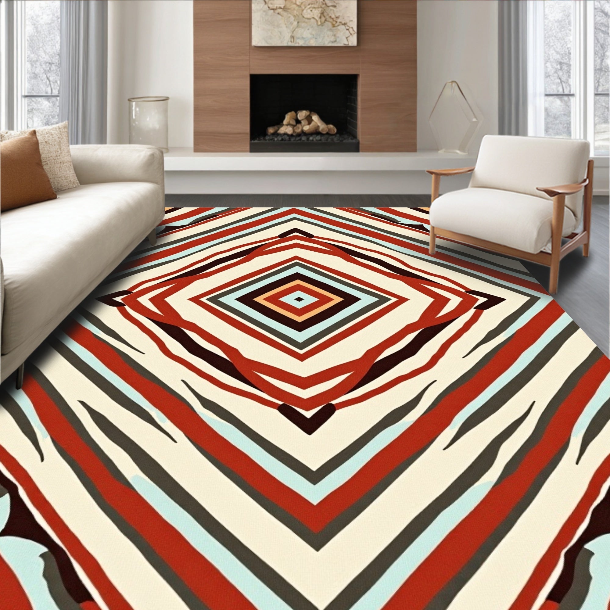 Abstract Diamond Geometric Pattern Rug