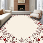 Maroon Floral Vine Pattern Rug