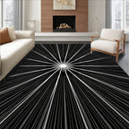 Radiant Burst Black White Graphic Rug