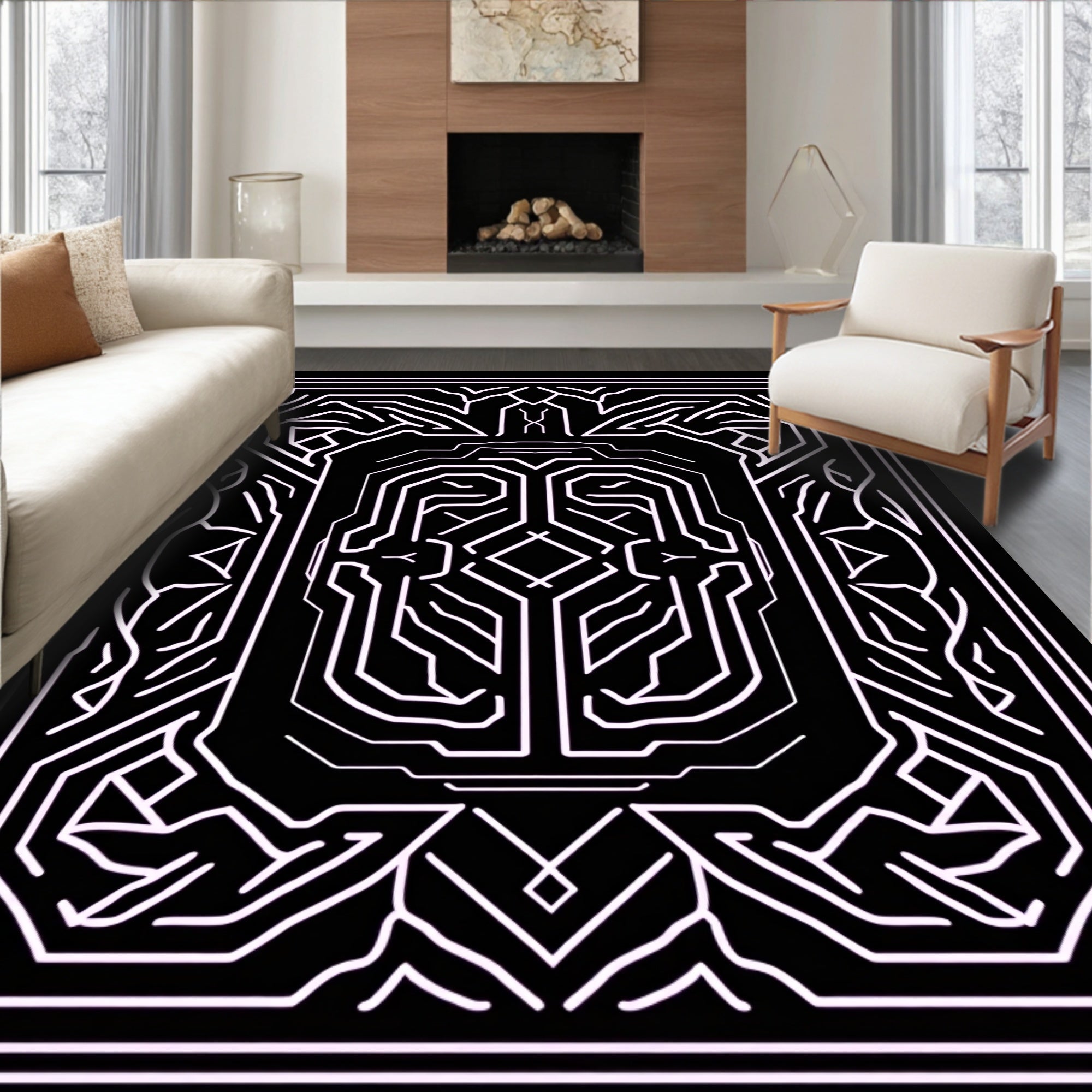 Abstract Linear Geometric Pattern Rug