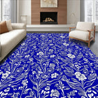 Classic Blue Floral Vine Pattern Rug