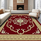 Classic Red Floral Medallion Border Rug