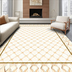 Cream And Gold Diamond Tufted Design Rug