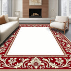 Regal Red Floral Scroll Border Rug