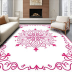 Ornate Pink Floral Mandala Design Rug