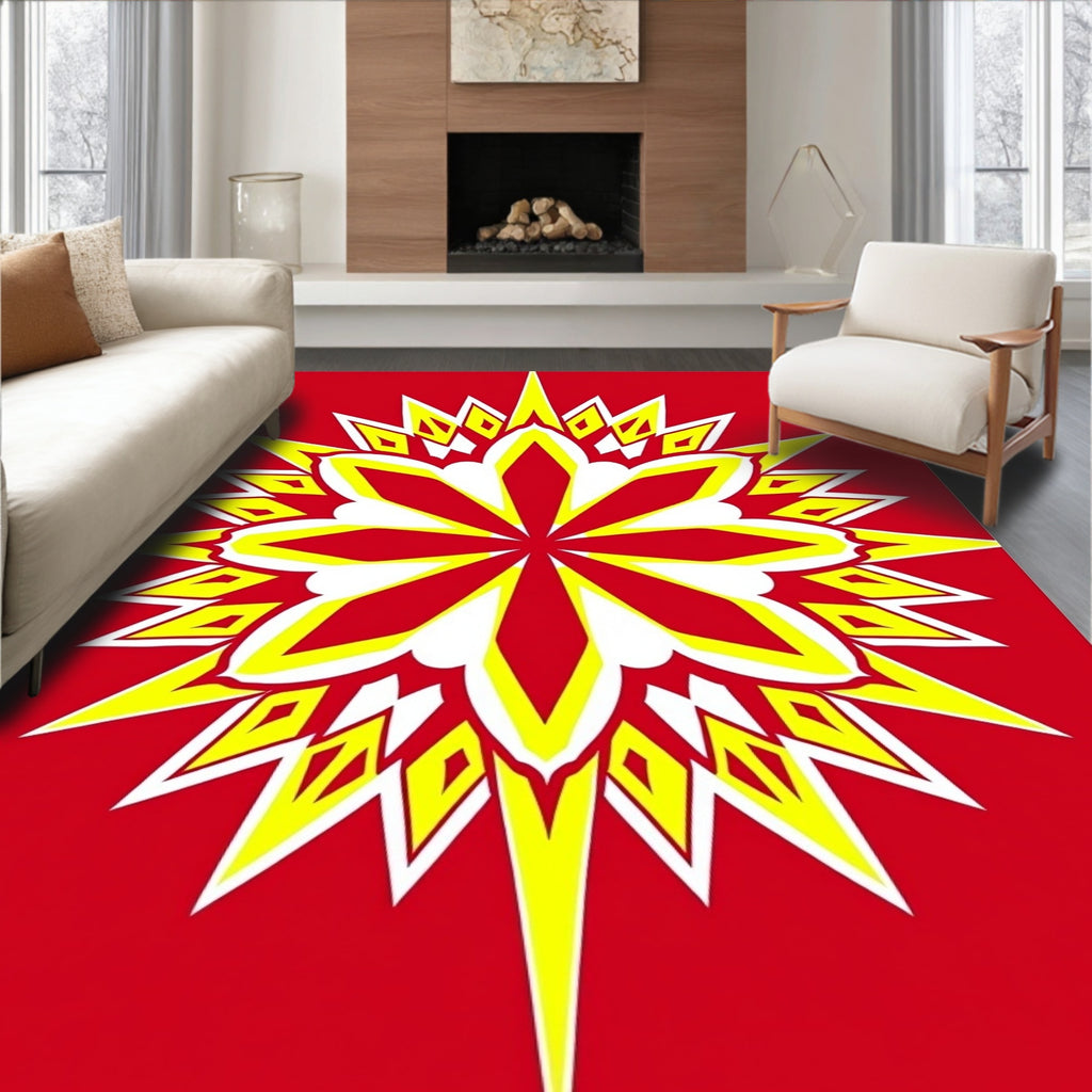 Bold Floral Yellow And White Design Rug
