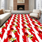 Red White Abstract Face Contemporary Rug