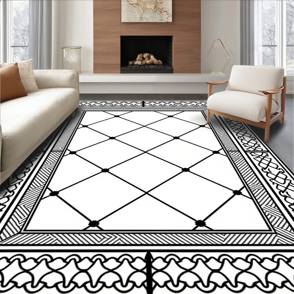 Intricate Lattice With Ornate Borders Rug