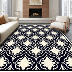 Classic Dark Floral Lattice Pattern Rug