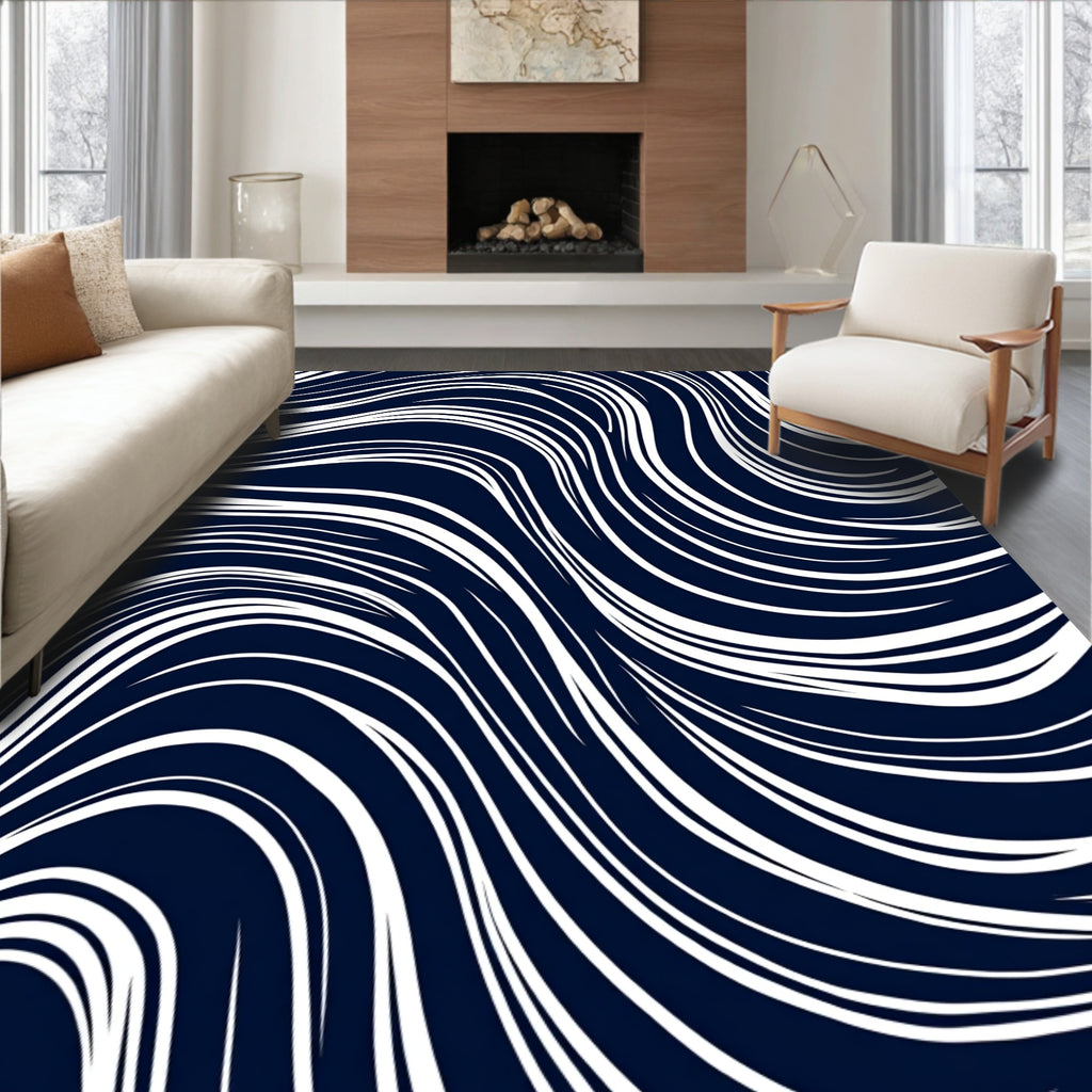 Abstract White Thin Lines Rug